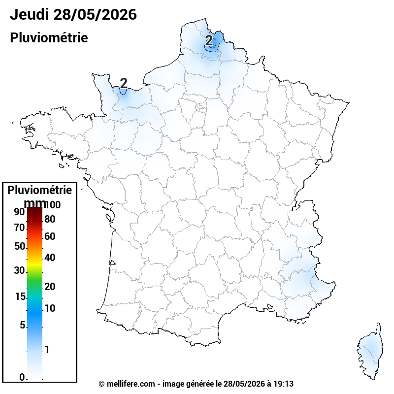 Prévision Pluviométrie 28/05