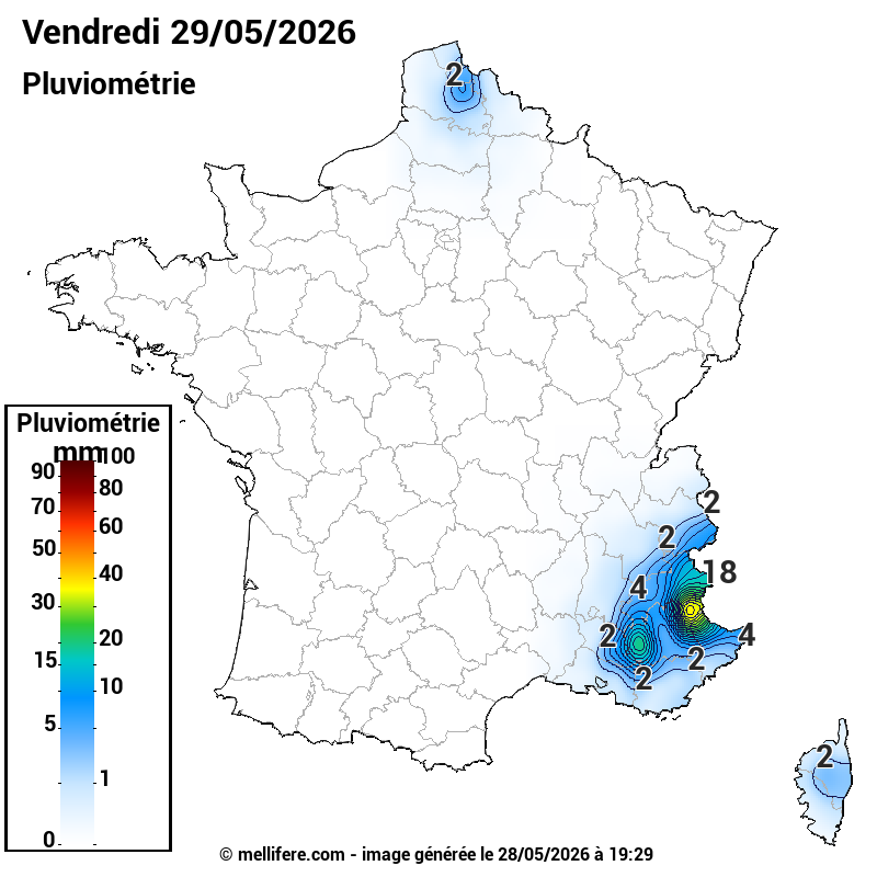 Prévision Pluviométrie 29/05