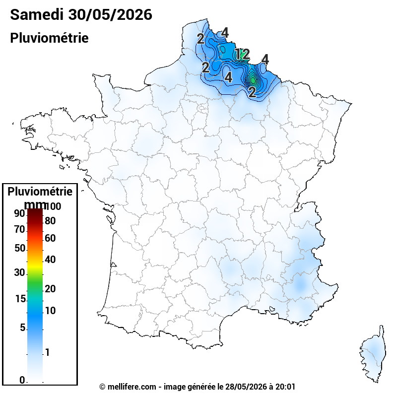Prévision Pluviométrie 30/05