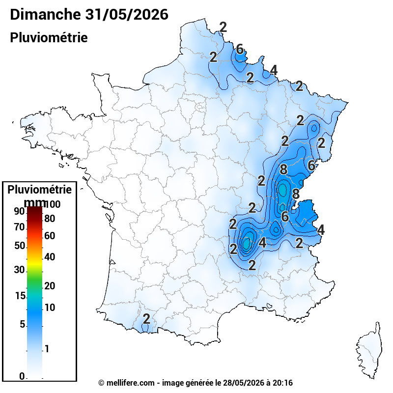 Prévision Pluviométrie 31/05