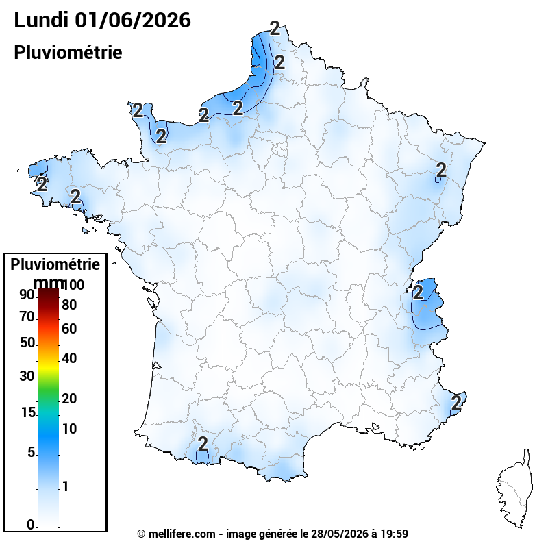 Prévision Pluviométrie 01/06