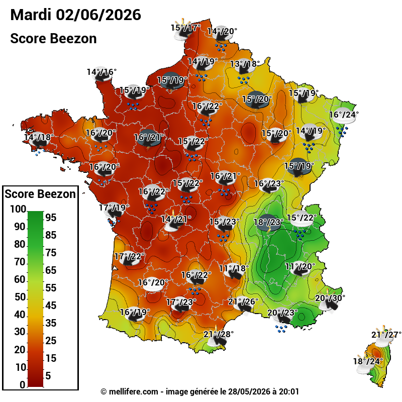 Carte des scores abeilles 02/06