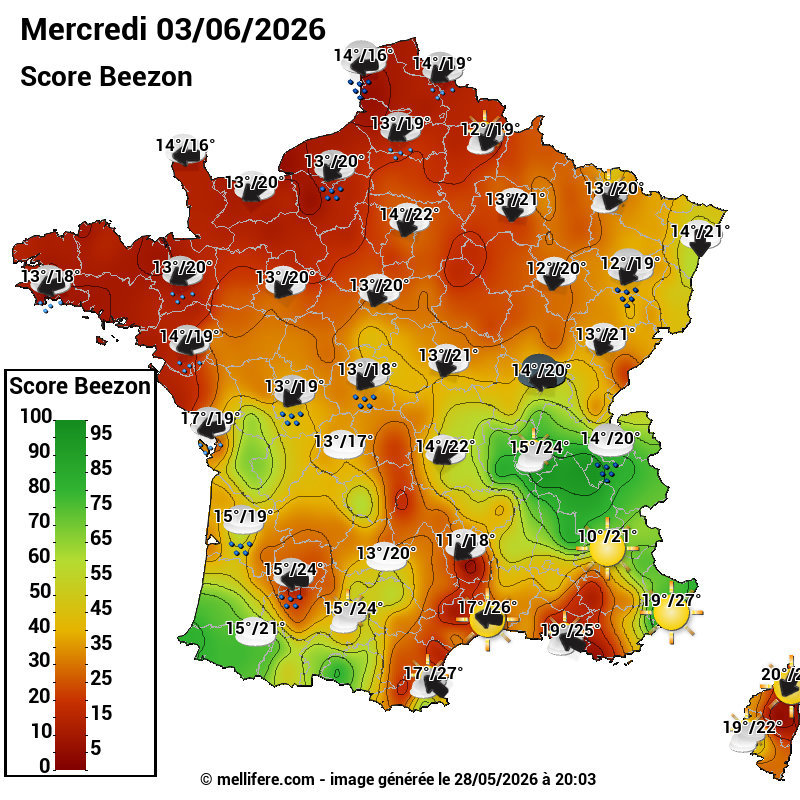 Carte des scores abeilles 03/06