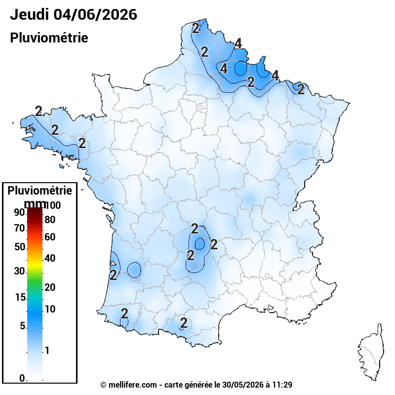 Prévision Pluviométrie 04/06