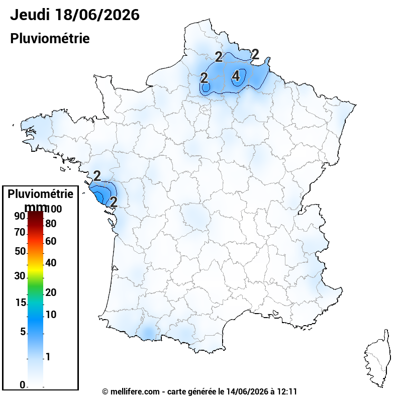 Prévision Pluviométrie 18/06