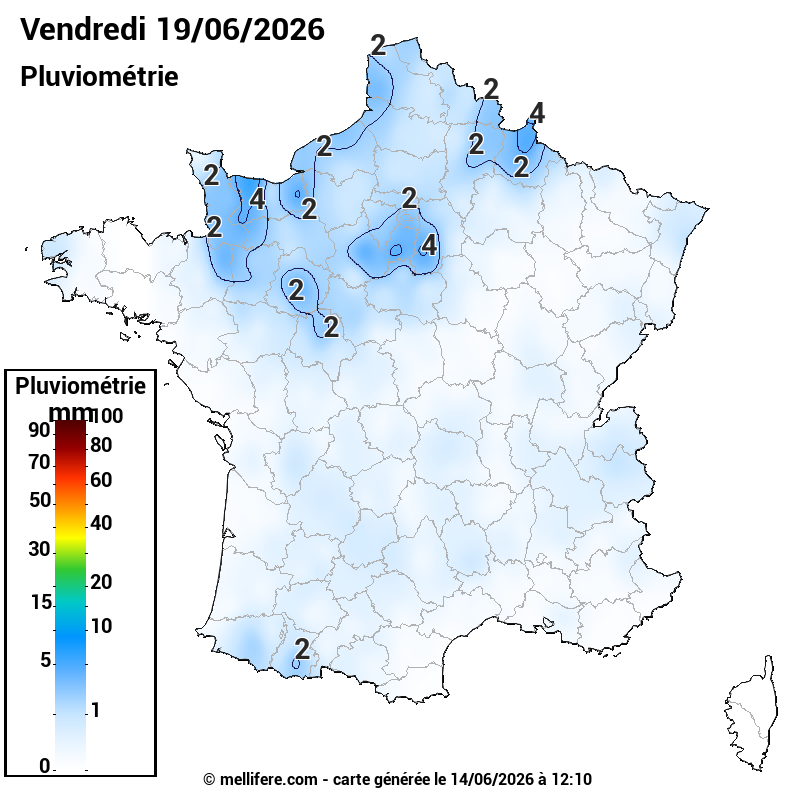 Prévision Pluviométrie 19/06