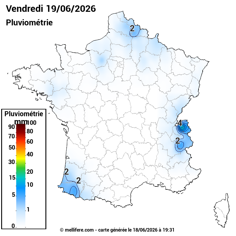 Prévision Pluviométrie 19/06