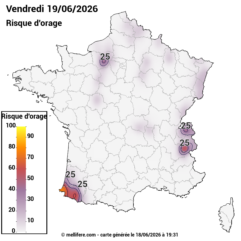 Prévision risques orage 19/06