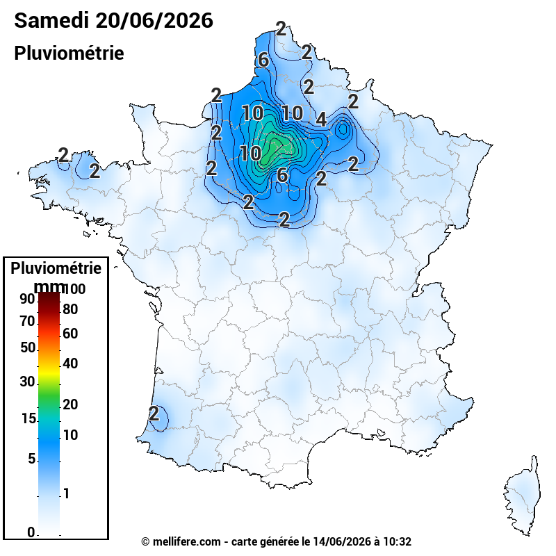Prévision Pluviométrie 20/06