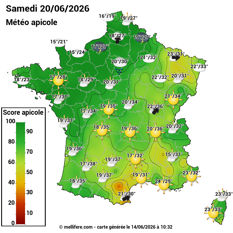 Carte des scores abeilles 20/06