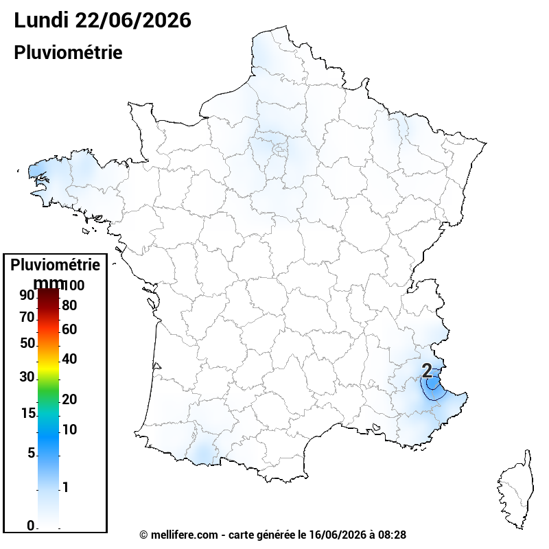 Prévision Pluviométrie 22/06