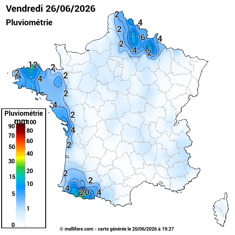 Prévision Pluviométrie 26/06