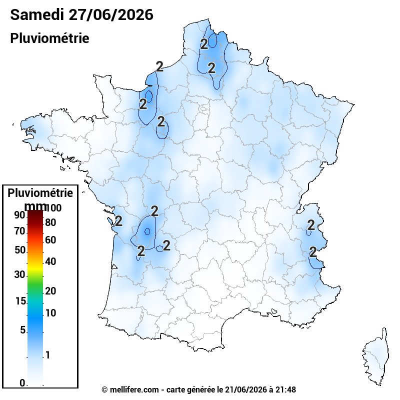 Prévision Pluviométrie 27/06