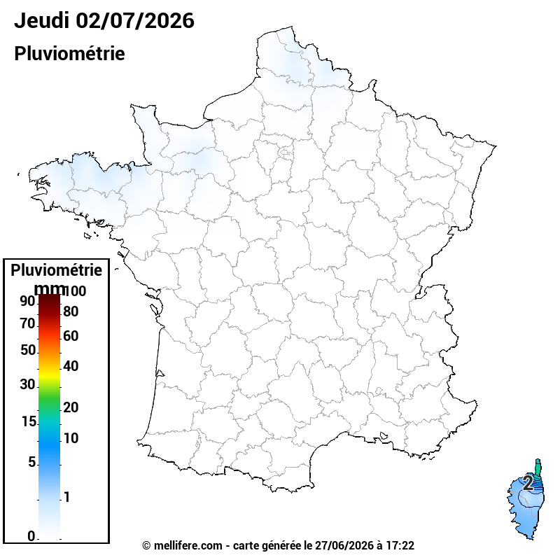 Prévision Pluviométrie 02/07