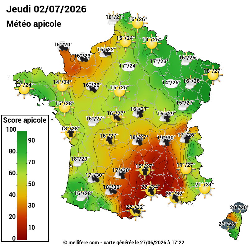 Carte des scores abeilles 02/07