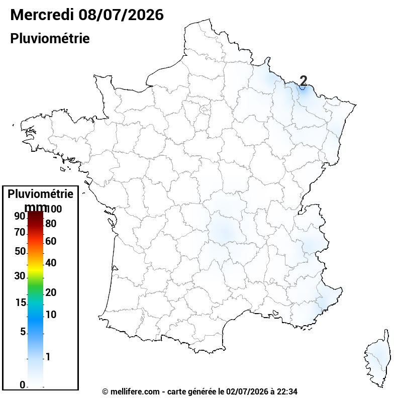 Prévision Pluviométrie 08/07