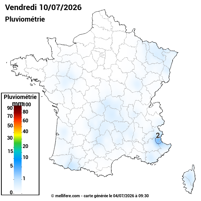 Prévision Pluviométrie 10/07