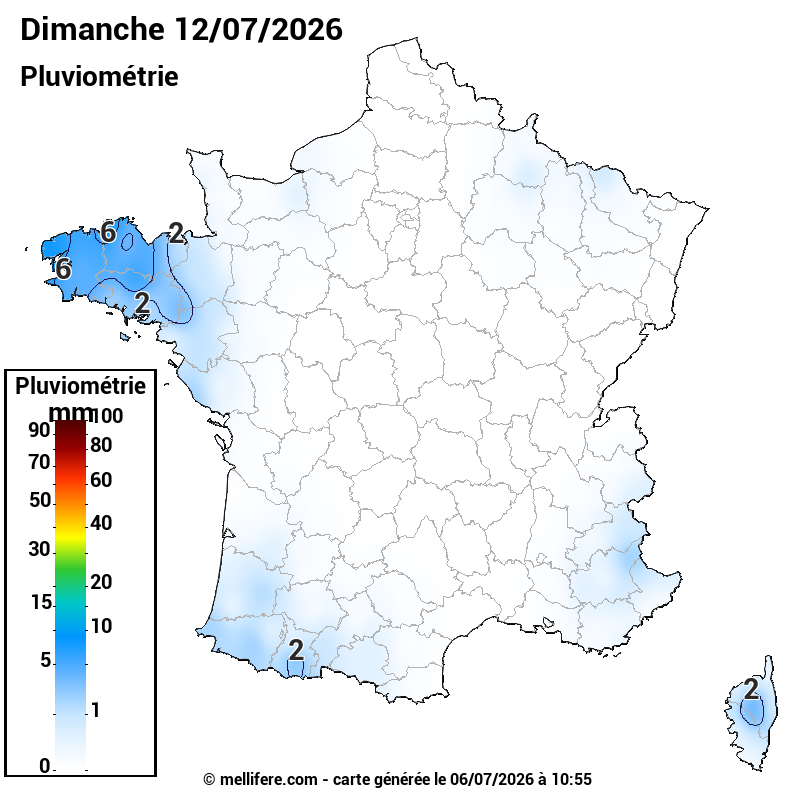 Prévision Pluviométrie 12/07