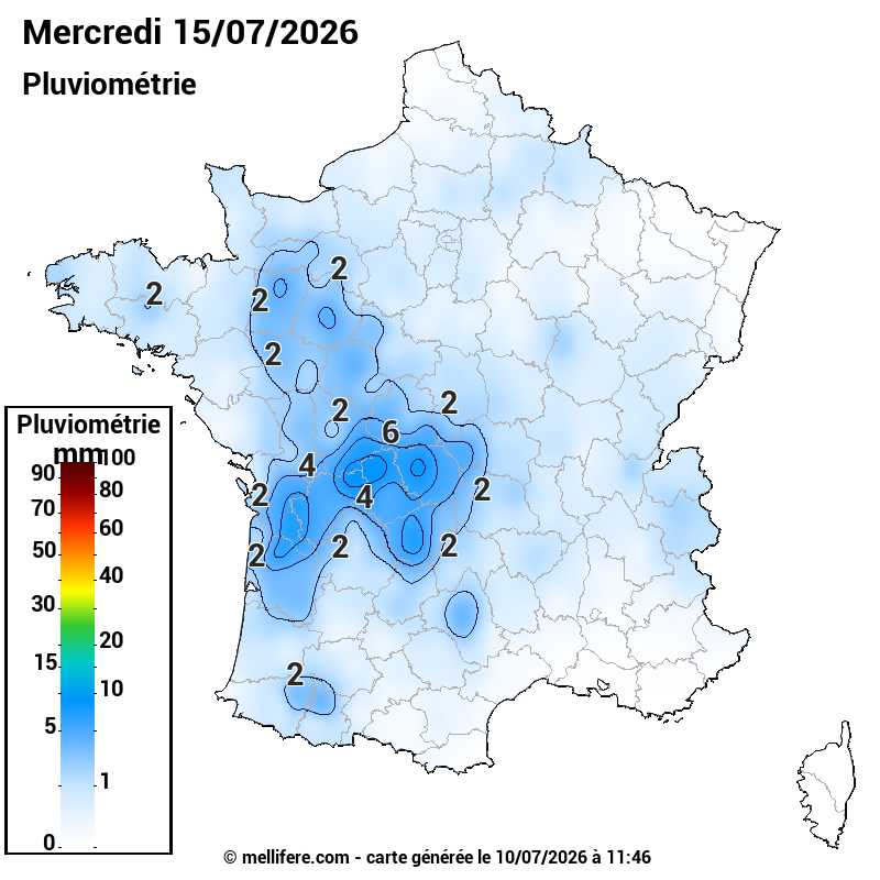Prévision Pluviométrie 15/07