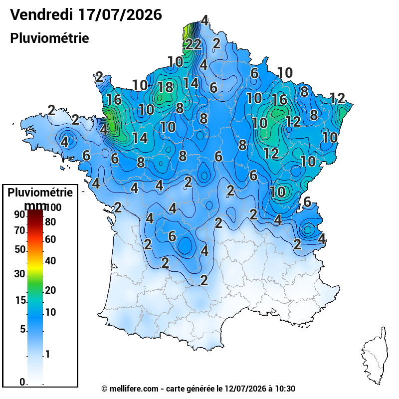 Prévision Pluviométrie 17/07