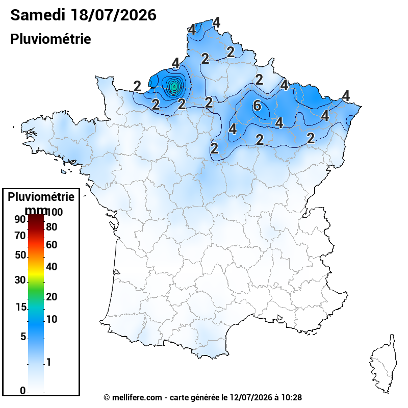 Prévision Pluviométrie 18/07
