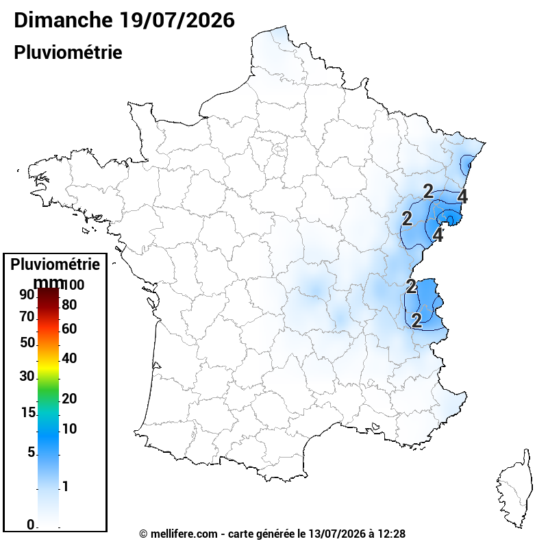 Prévision Pluviométrie 19/07