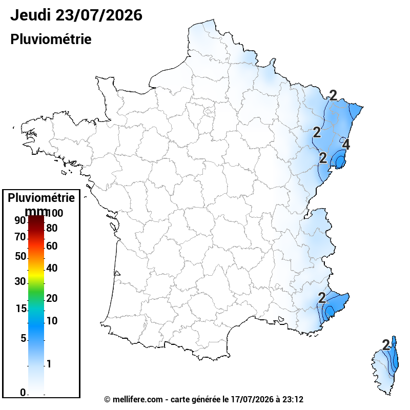 Prévision Pluviométrie 23/07