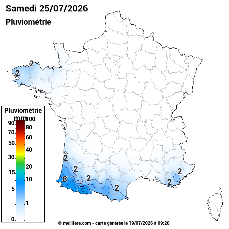 Prévision Pluviométrie 25/07