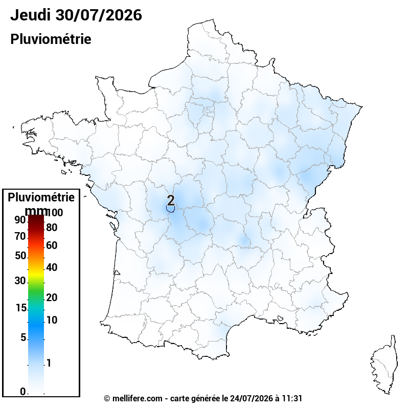 Prévision Pluviométrie 30/07