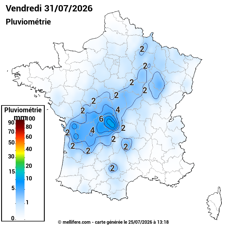 Prévision Pluviométrie 31/07
