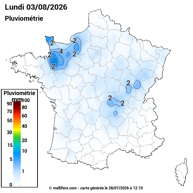 Prévision Pluviométrie 03/08