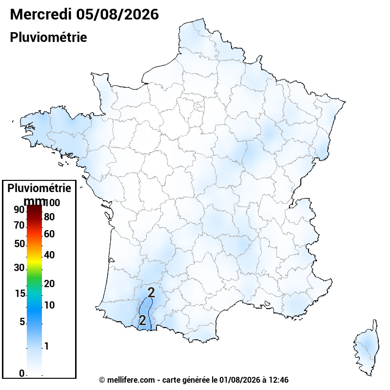 Prévision Pluviométrie 05/08