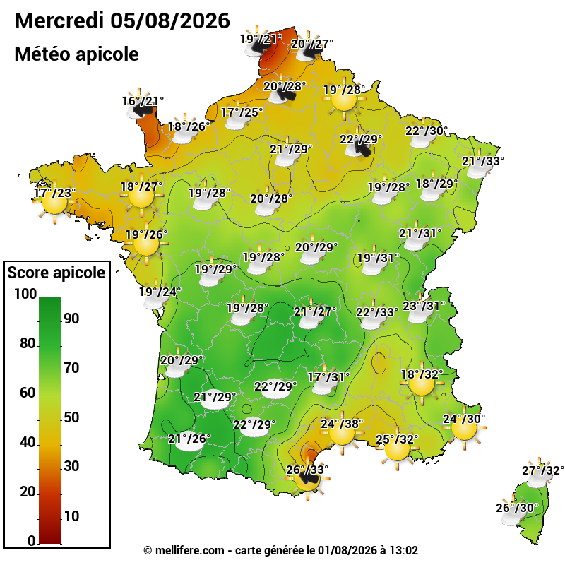 Carte des scores abeilles 05/08