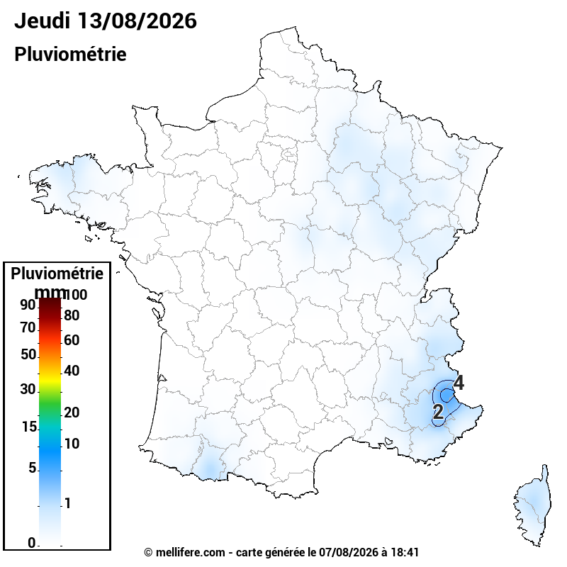 Prévision Pluviométrie 13/08