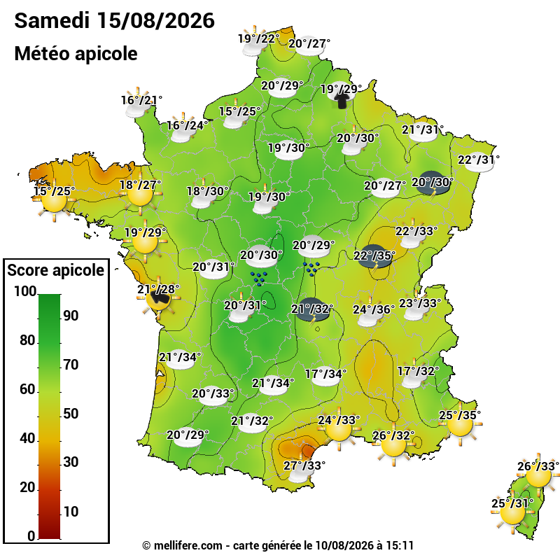 Carte des scores abeilles 15/08