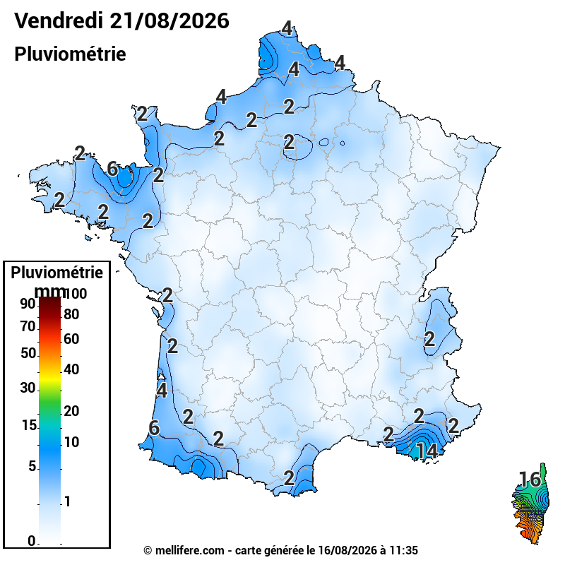 Prévision Pluviométrie 21/08