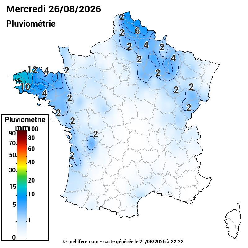 Prévision Pluviométrie 26/08