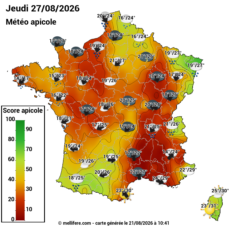 Carte des scores abeilles 27/08