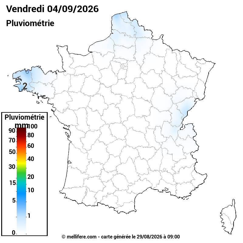 Prévision Pluviométrie 04/09