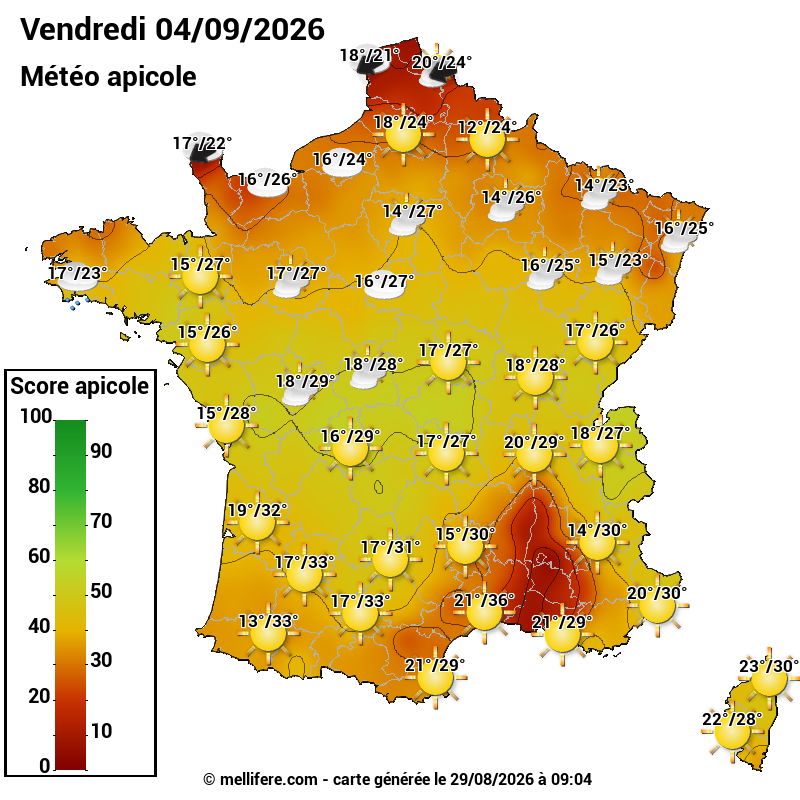 Carte des scores abeilles 04/09