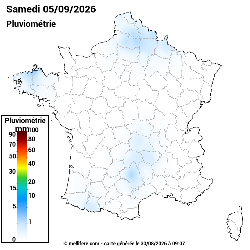Prévision Pluviométrie 05/09