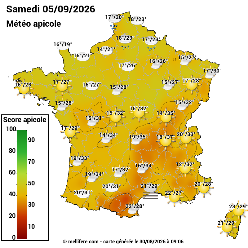 Carte des scores abeilles 05/09