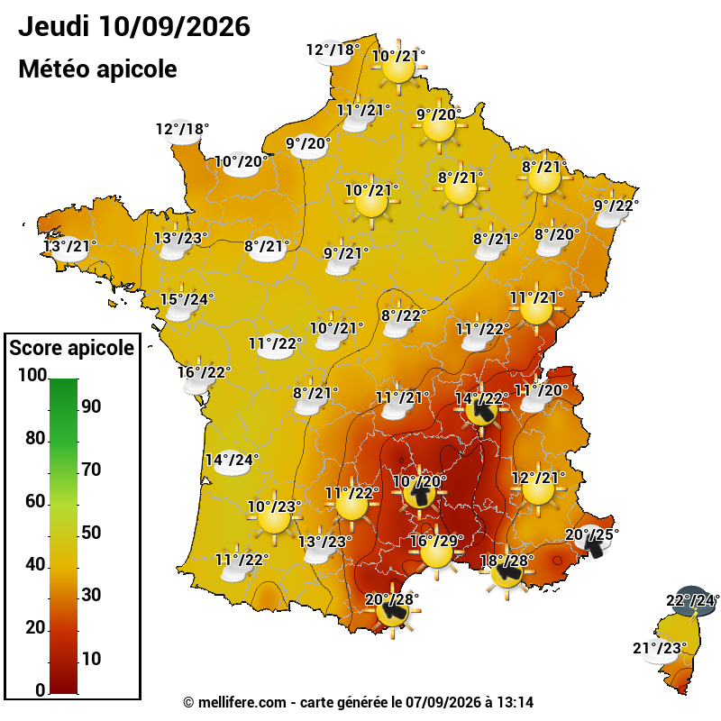 Carte des scores abeilles 10/09