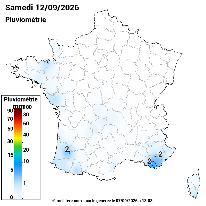 Prévision Pluviométrie 12/09