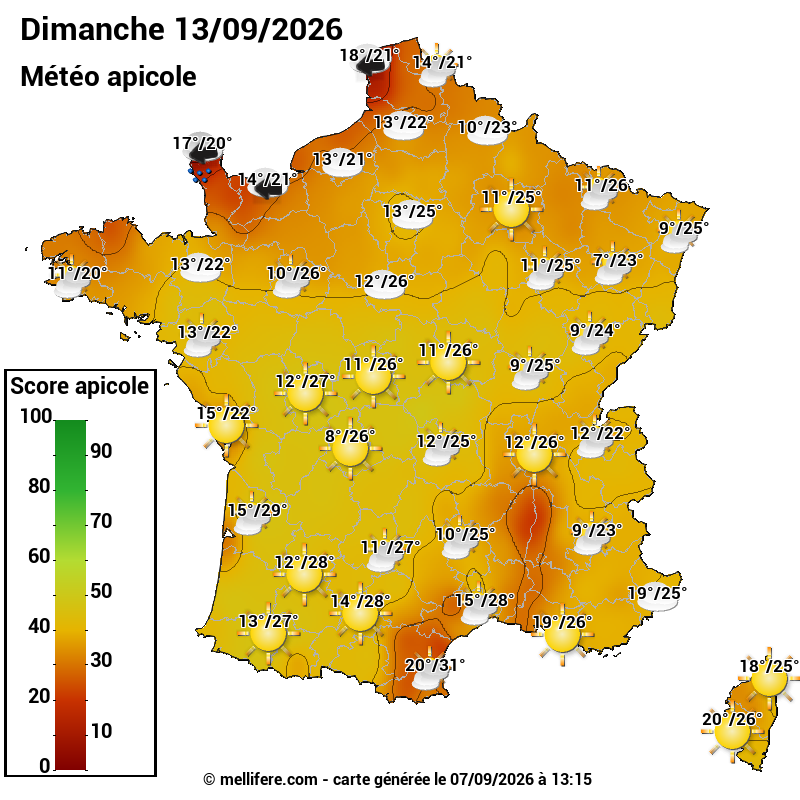 Carte des scores abeilles 13/09