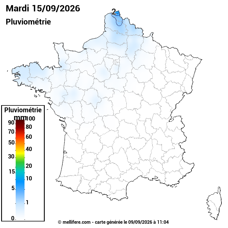 Prévision Pluviométrie 15/09