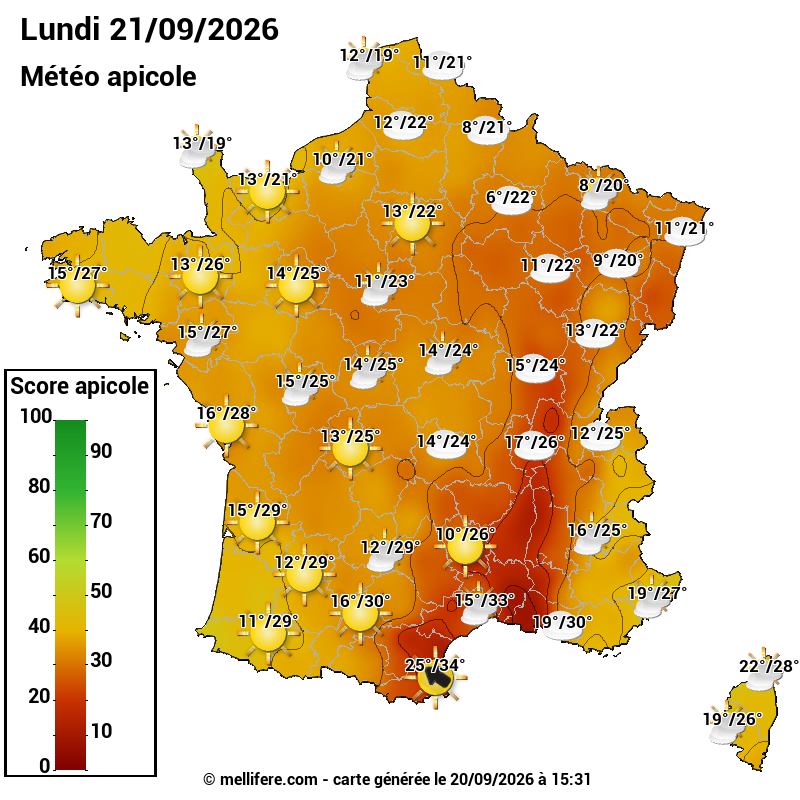 Carte des scores abeilles 21/09