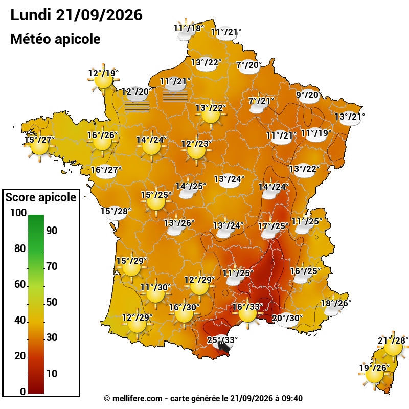 Carte des scores abeilles 21/09