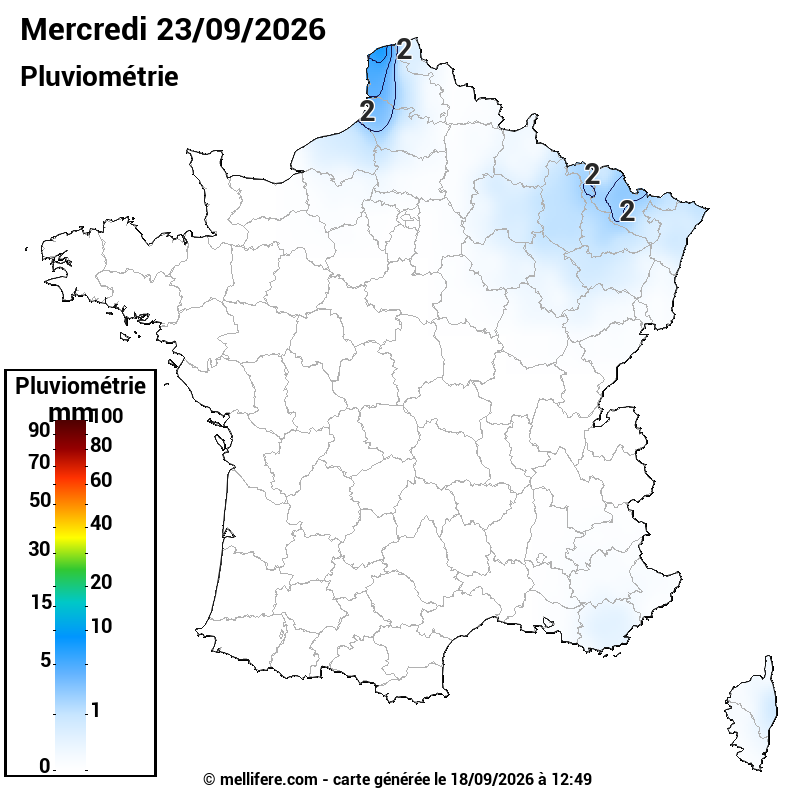 Prévision Pluviométrie 23/09
