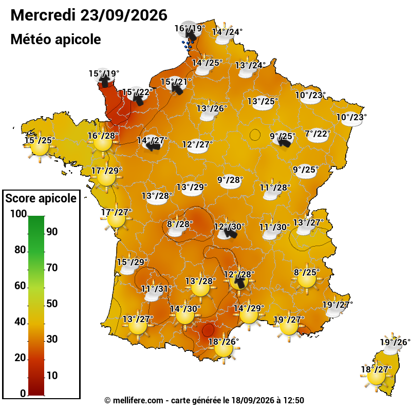 Carte des scores abeilles 23/09